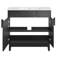 Miles White/Black 36" Bathroom Vanity - Ornate Home