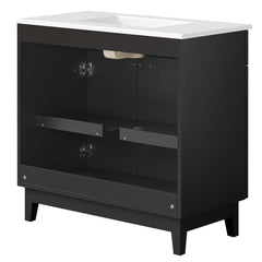 Miles White/Black 36" Bathroom Vanity - Ornate Home