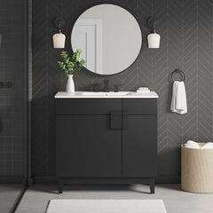 Miles White/Black 36" Bathroom Vanity - Ornate Home