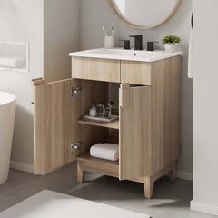 Miles White/Oak 24" Bathroom Vanity - Ornate Home