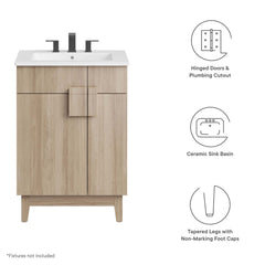 Miles White/Oak 24" Bathroom Vanity - Ornate Home