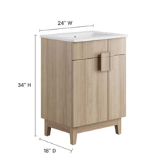 Miles White/Oak 24" Bathroom Vanity - Ornate Home