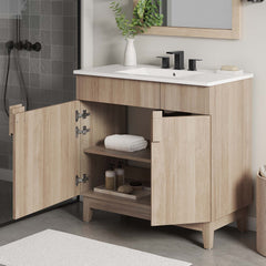 Miles White/Oak 36" Bathroom Vanity - Ornate Home