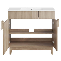Miles White/Oak 36" Bathroom Vanity - Ornate Home