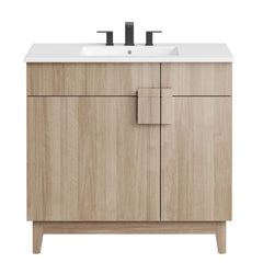 Miles White/Oak 36" Bathroom Vanity - Ornate Home