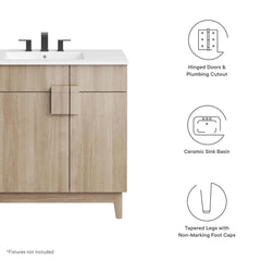 Miles White/Oak 36" Bathroom Vanity - Ornate Home
