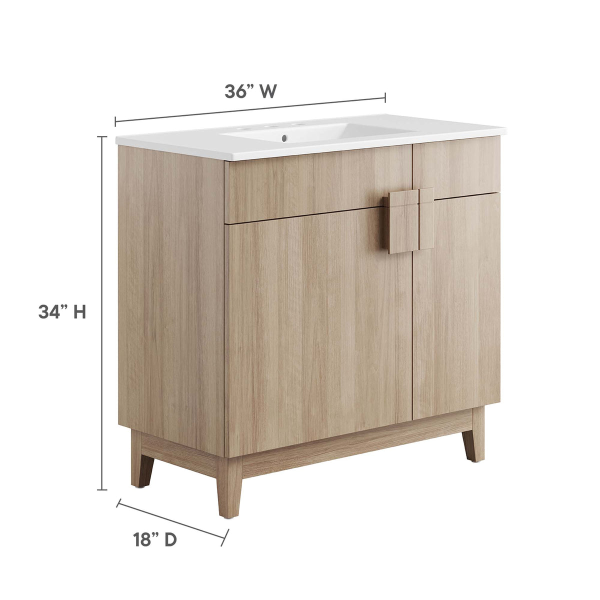 Miles White/Oak 36" Bathroom Vanity - Ornate Home
