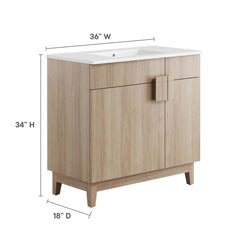 Miles White/Oak 36" Bathroom Vanity - Ornate Home