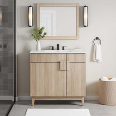 Miles White/Oak 36" Bathroom Vanity - Ornate Home