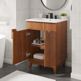 Miles White/Walnut 24" Bathroom Vanity - Ornate Home