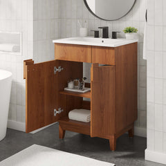 Miles White/Walnut 24" Bathroom Vanity - Ornate Home