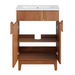 Miles White/Walnut 24" Bathroom Vanity - Ornate Home