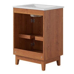 Miles White/Walnut 24" Bathroom Vanity - Ornate Home