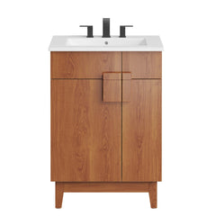 Miles White/Walnut 24" Bathroom Vanity - Ornate Home