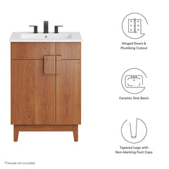 Miles White/Walnut 24" Bathroom Vanity - Ornate Home