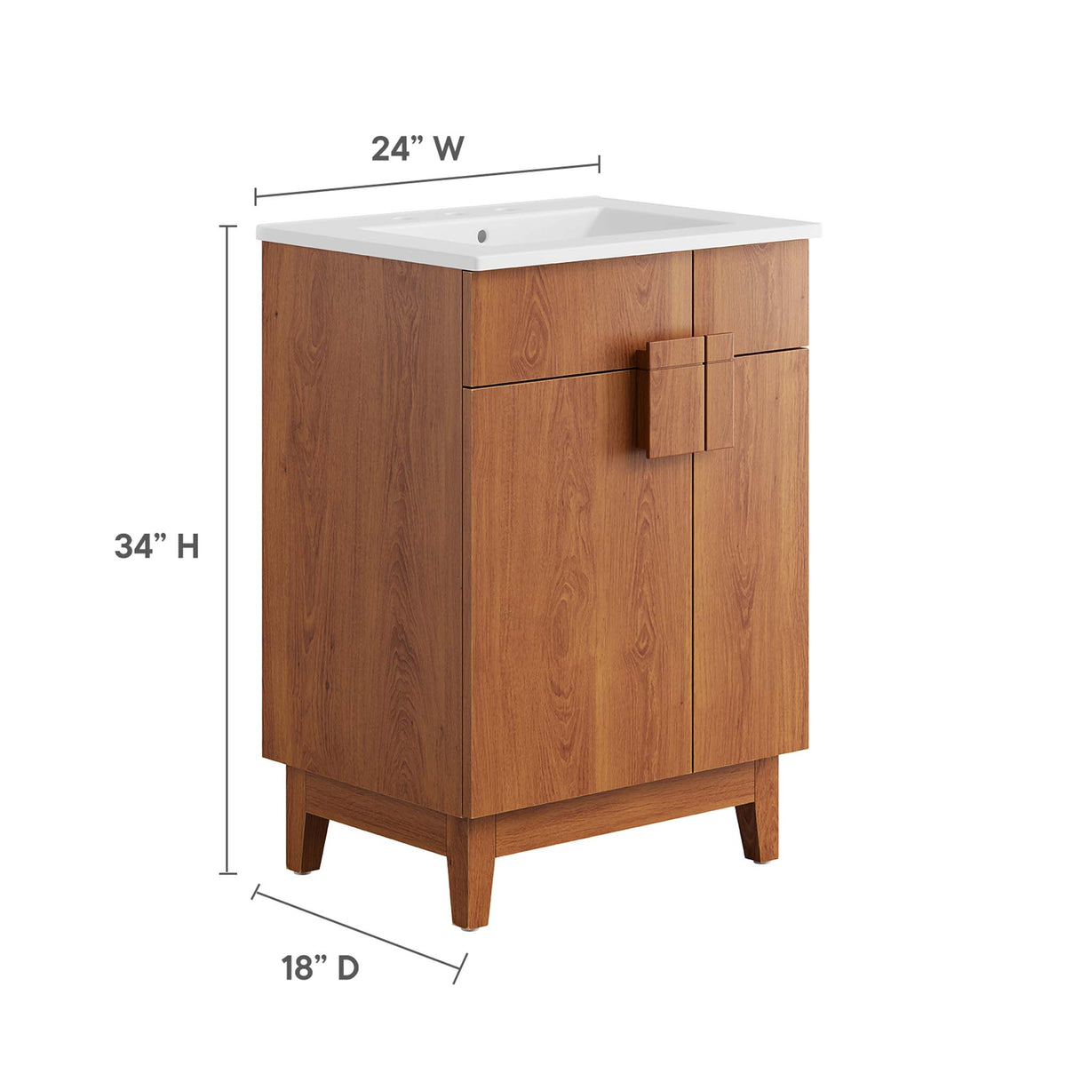 Miles White/Walnut 24" Bathroom Vanity - Ornate Home