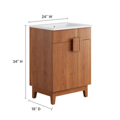 Miles White/Walnut 24" Bathroom Vanity - Ornate Home