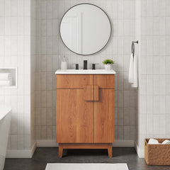 Miles White/Walnut 24" Bathroom Vanity - Ornate Home