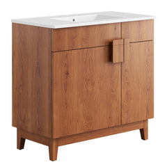 Miles White/Walnut 36" Bathroom Vanity - Ornate Home