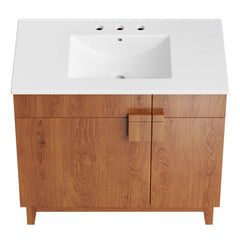 Miles White/Walnut 36" Bathroom Vanity - Ornate Home