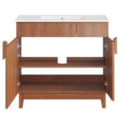 Miles White/Walnut 36" Bathroom Vanity - Ornate Home