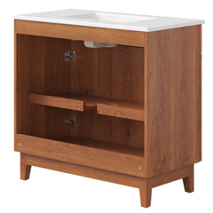 Miles White/Walnut 36" Bathroom Vanity - Ornate Home