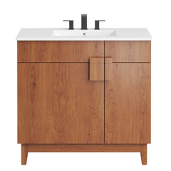 Miles White/Walnut 36" Bathroom Vanity - Ornate Home