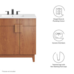 Miles White/Walnut 36" Bathroom Vanity - Ornate Home