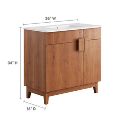 Miles White/Walnut 36" Bathroom Vanity - Ornate Home