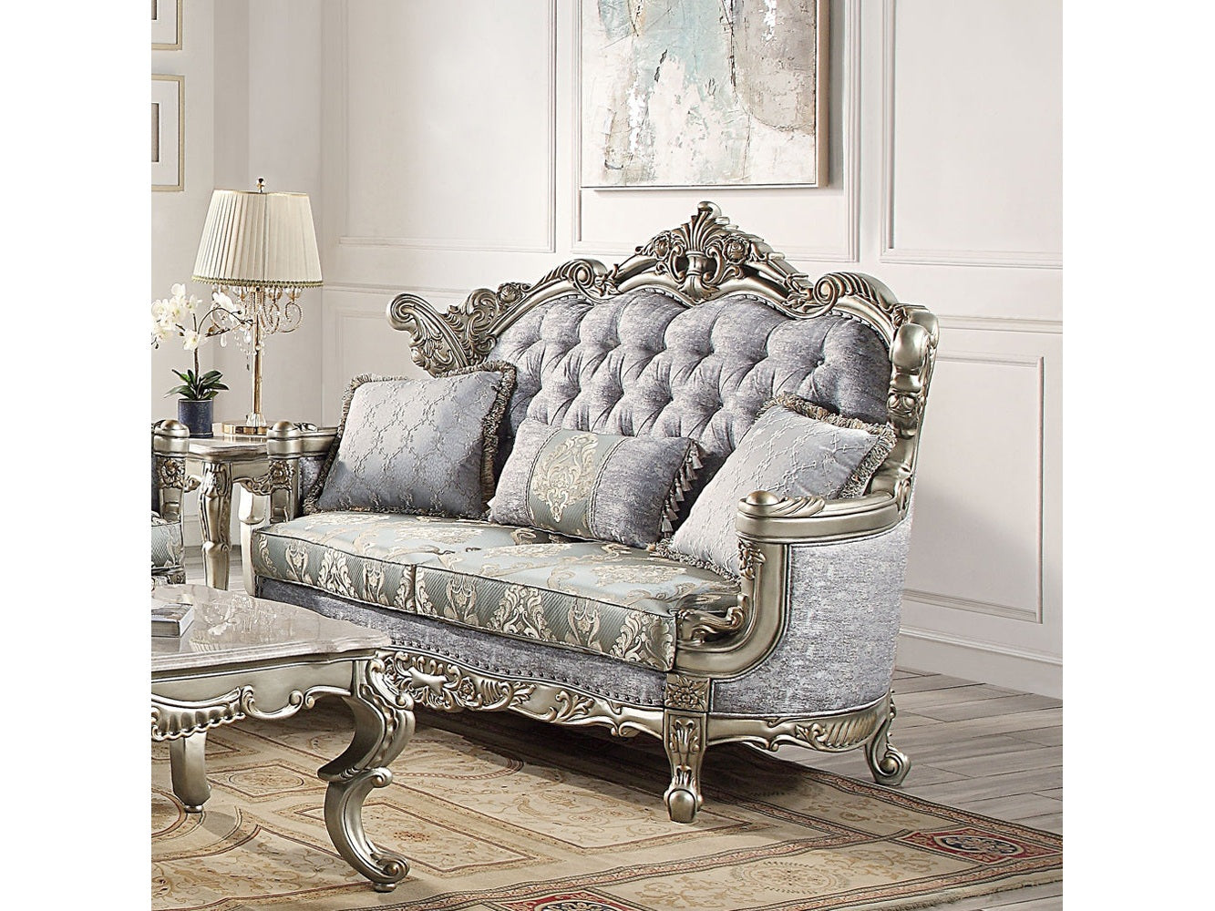 Miliani Antique Bronze Loveseat W/3 Pillows - Ornate Home