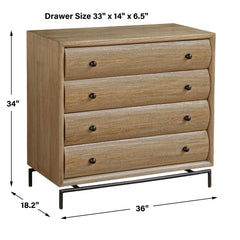 Millard Woodtone Curved 4 Drawer Chest - Ornate Home