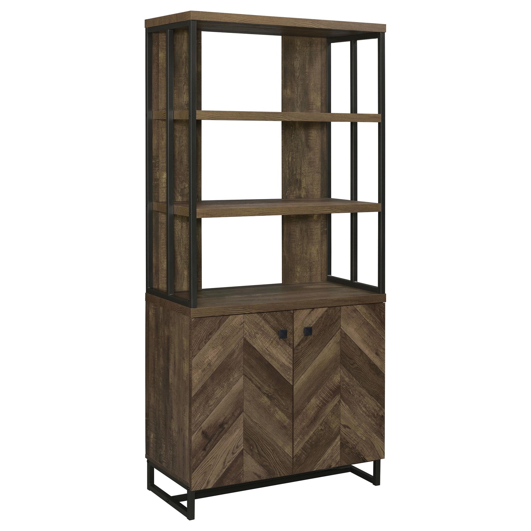 Millbrook Rustic Oak 71-inch 2-door Storage Bookshelf - Ornate Home