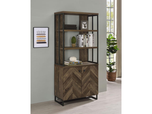 Millbrook Rustic Oak 71-inch 2-door Storage Bookshelf - Ornate Home