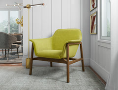 Miller Accent Chair in Green and Walnut - Ornate Home