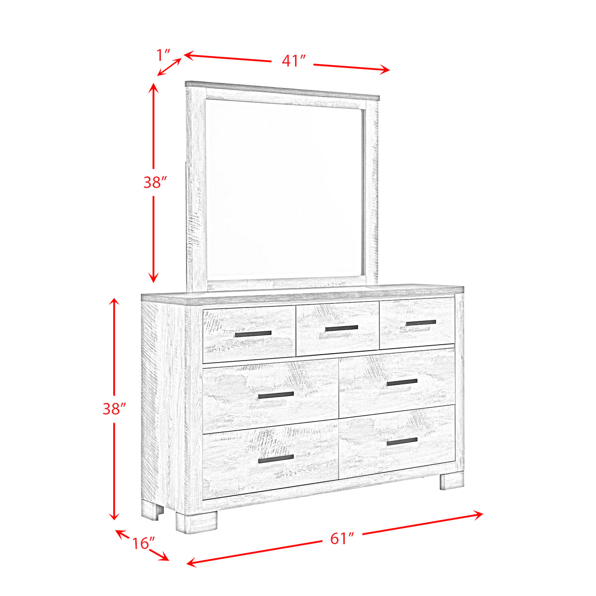 Millers Cove Gray 7-Drawer Dresser Dresser & Mirror Set - Ornate Home