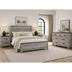 Millers Cove Grey 4-Piece Queen Bedroom Set with 2 Nightstands & Dresser - Ornate Home