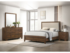 Millie Cherry Brown Upholstered Panel Bedroom Set - Ornate Home