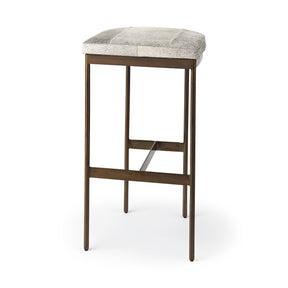 Millie Gold Hair-On-Hide Seat Bar Stool - Ornate Home