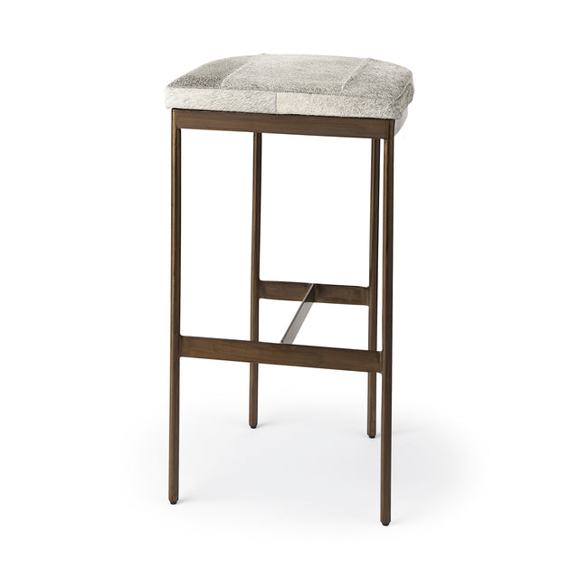 Millie Gold Hair-On-Hide Seat Bar Stool - Ornate Home