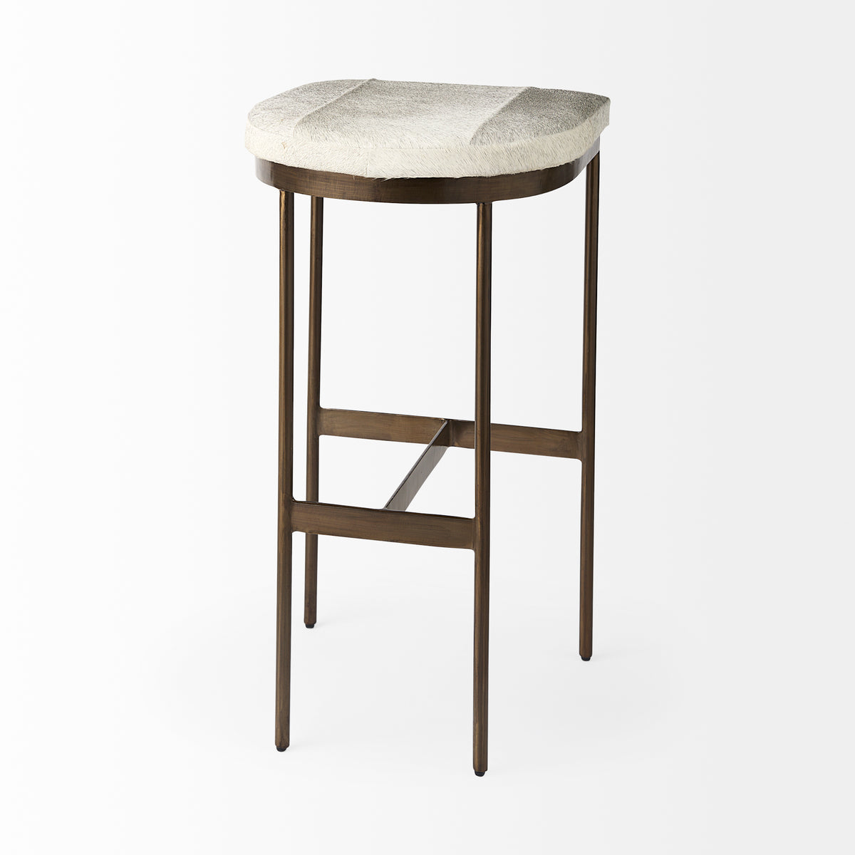 Millie Gold Hair-On-Hide Seat Bar Stool - Ornate Home