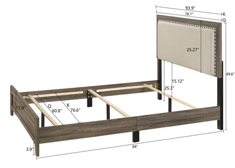 Millie Grey Upholstered Panel Bedroom Set - Ornate Home