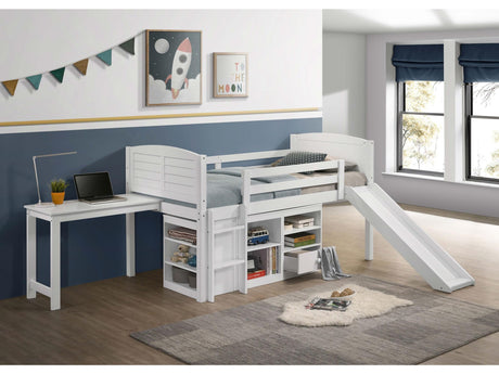 Millie White Twin Workstation Loft Bed with 7-inch Mattress - Ornate Home