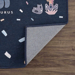 Milne Navy Dinosaur Washable Kids Rug - Clearance - Ornate Home
