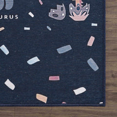 Milne Navy Dinosaur Washable Kids Rug - Clearance - Ornate Home