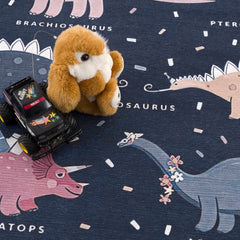Milne Navy Dinosaur Washable Kids Rug - Clearance - Ornate Home