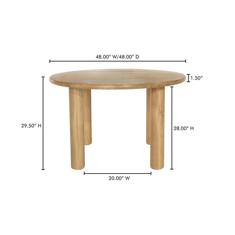 Milo Oak Round Dining Table - Ornate Home