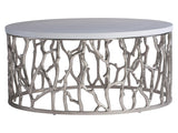 Milos Bone/Shiny Nickel Outdoor Cocktail Table - Ornate Home