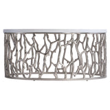 Milos Bone/Shiny Nickel Outdoor Cocktail Table - Ornate Home