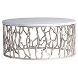 Milos Bone/Shiny Nickel Outdoor Cocktail Table - Ornate Home