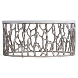 Milos Bone/Shiny Nickel Outdoor Cocktail Table - Ornate Home